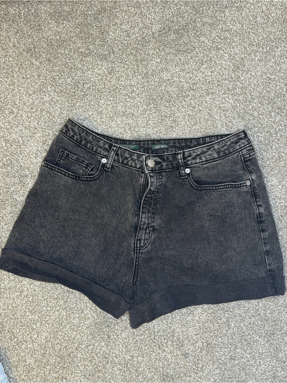 wild fable Black Washed Denim High-Rise Shorts
